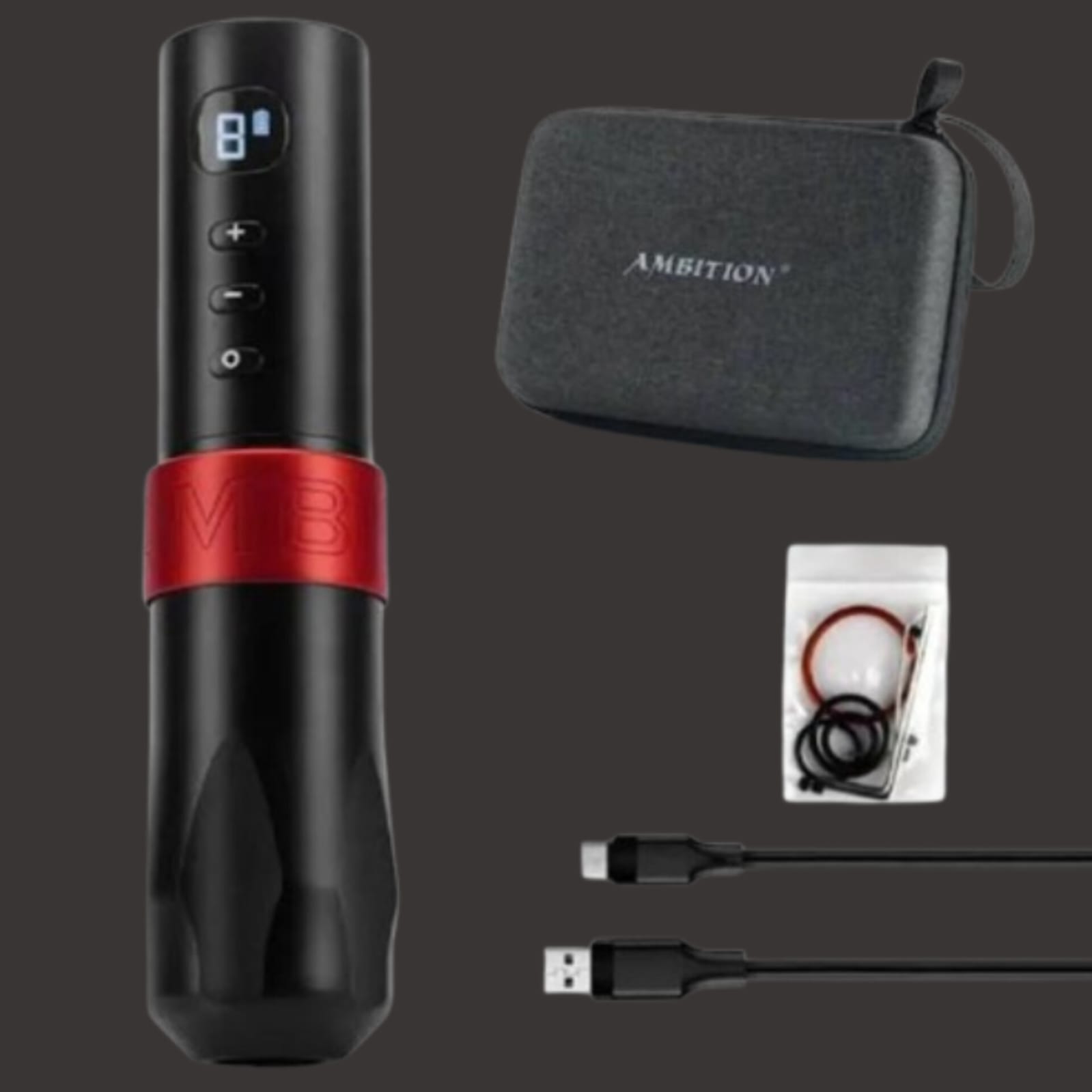 Ambition T-Rex Wireless Tattoo Pen Machine Rechargeable Battery With Portable Power Pack Makeup Tattoo Machine Pen Kit PMU Permanent1800mAh Digital LED Display For Body Art